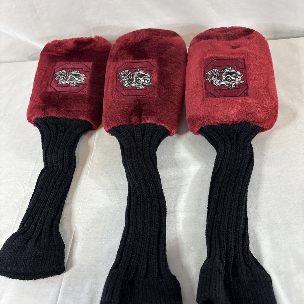 South Carolina Gamecocks Vintage Plush Golf Club Headcovers Set 1 3 X Garnet